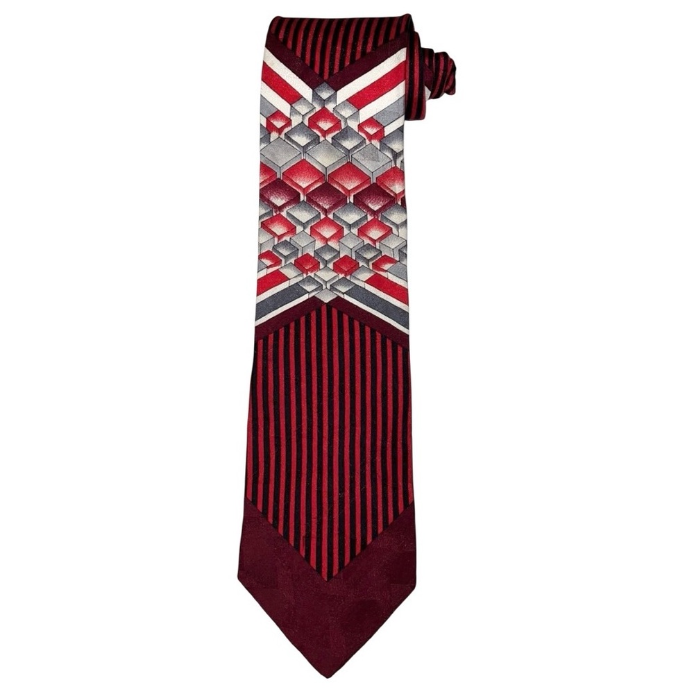 Brund Pirttelli Necktie Red Burgundy Black Grey Extra Long 100% Silk 64x4